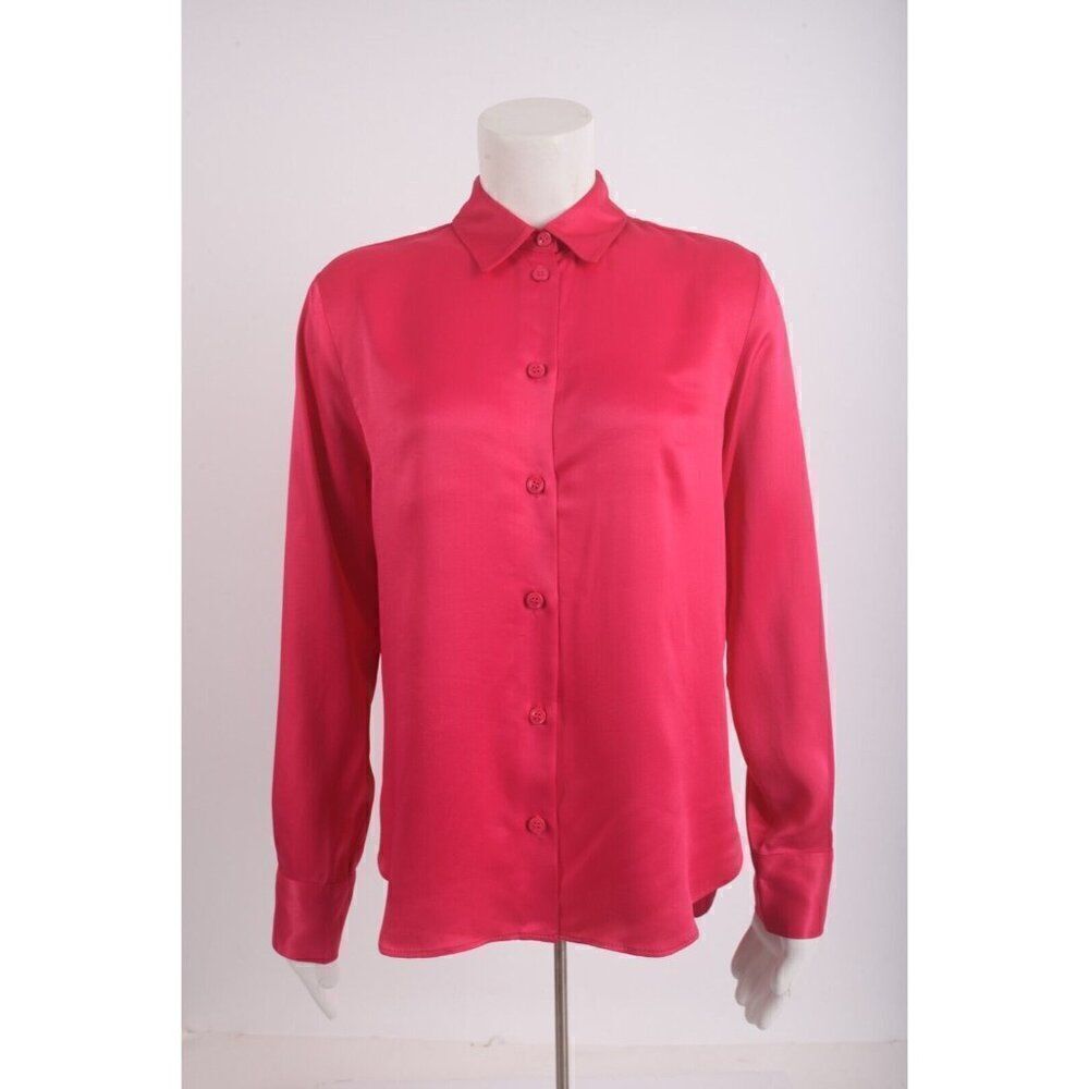 Zara Womens Satin Effect Shirt Blouse Barbiecore XS Pink 2143/050 NWT